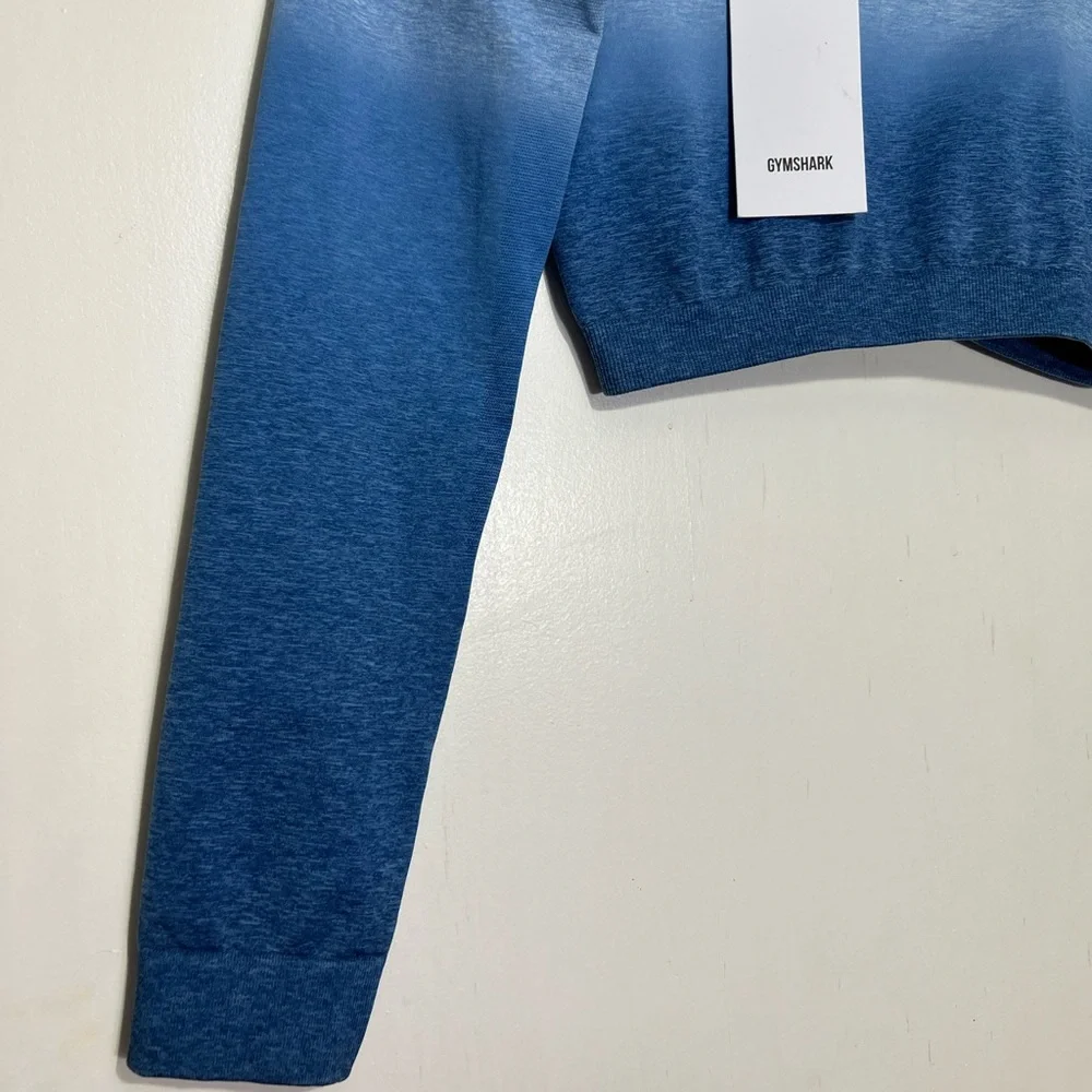 NWT Gymshark Adapt Ombre Seamless Set - Powder Blue Marl/Luna Blue - Size S - Picture 4 of 16